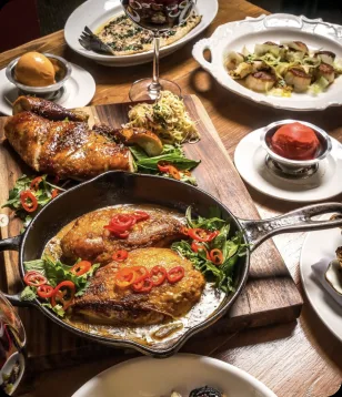 Roast duck and chicken with crêpes at the AI Edge Table dinner