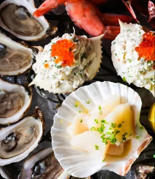 A chilled shellfish platter at Marcel