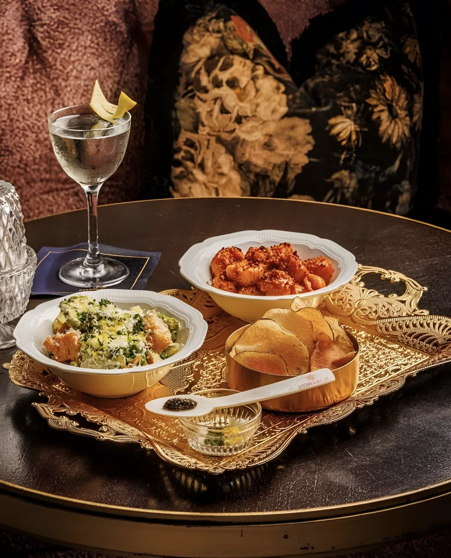 Pasta and caviar service at Monarch, Dallas
