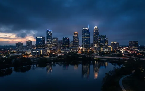 Charlotte skyline at dusk